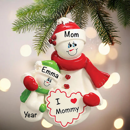 Adorno navideño de mamá con un hijo 