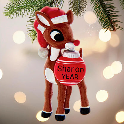 Rudolph The Red Rose Reindeer Christmas Ornament