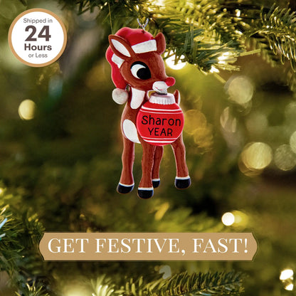 Rudolph The Red Rose Reindeer Christmas Ornament