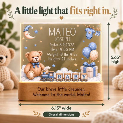 Baby boy night light dimensions: 5.65 inches high by 6.15 inches wide