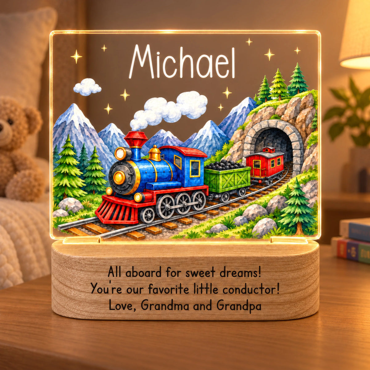 Personalized Train Kids Night Light