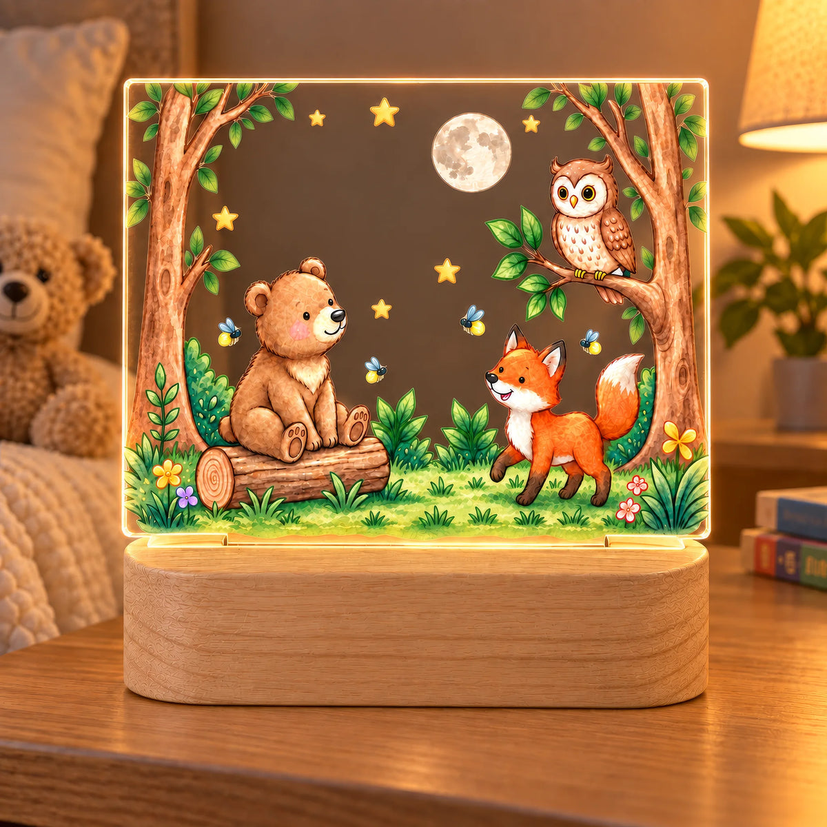 Personalized Woodland Wildlife Kids Night Light