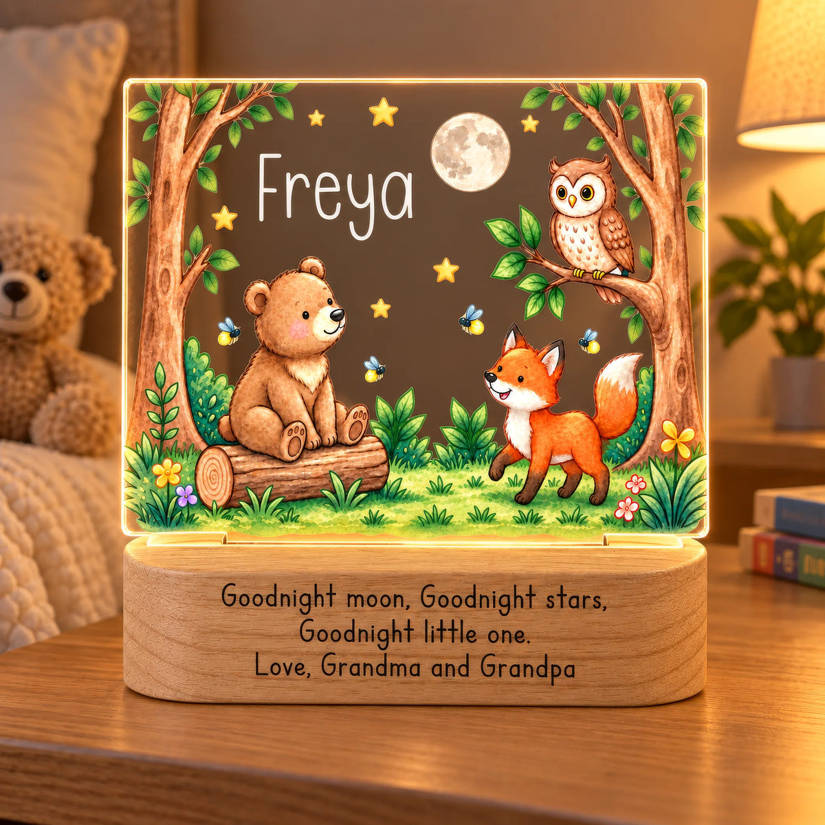 Personalized Woodland Wildlife Kids Night Light