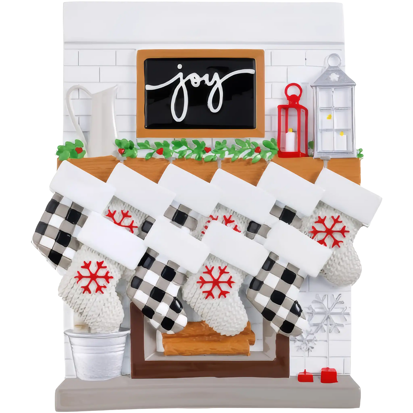 Fireplace Mantle Stocking Family of 10 Table Top