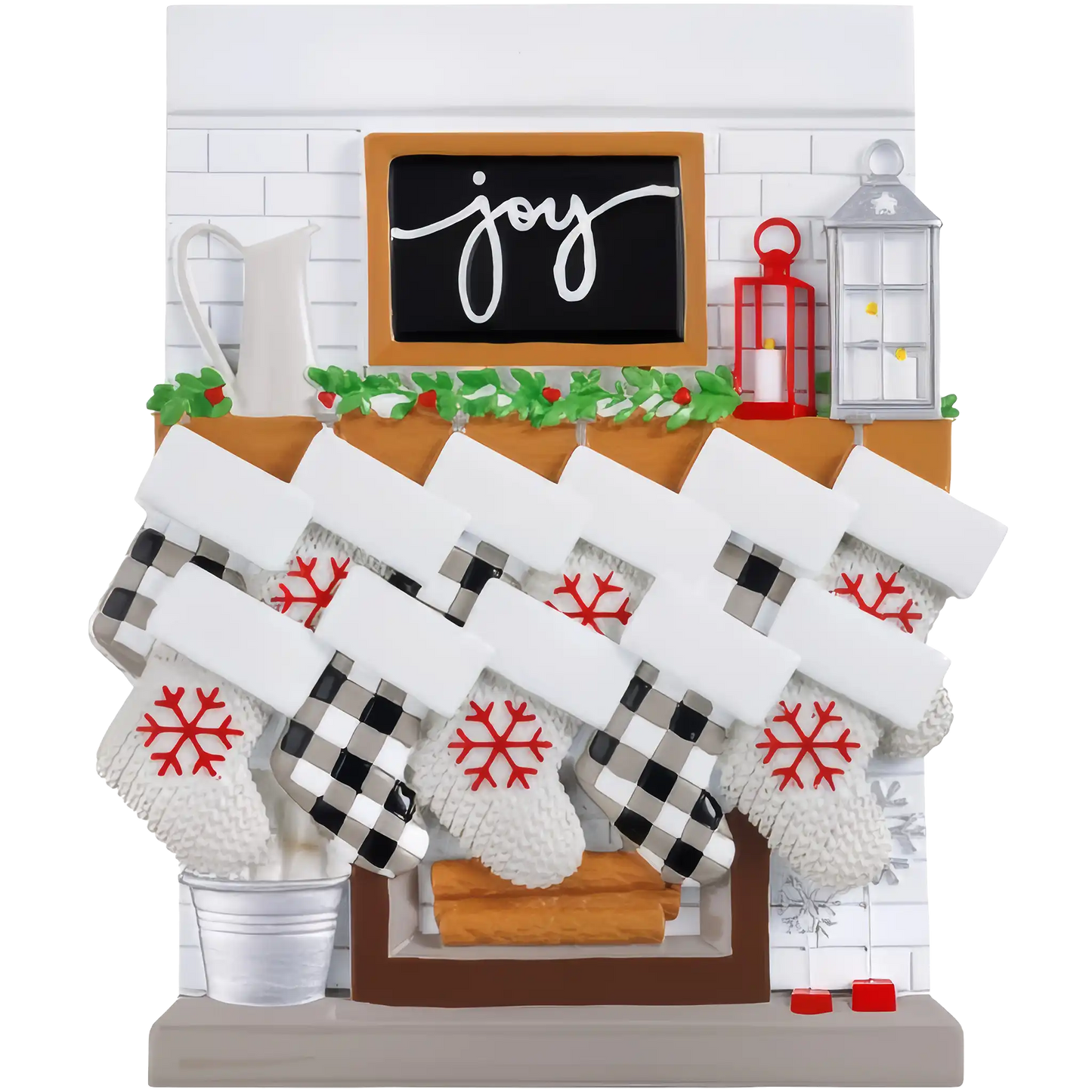 Fireplace Mantle Stocking Family of 11 Table Top