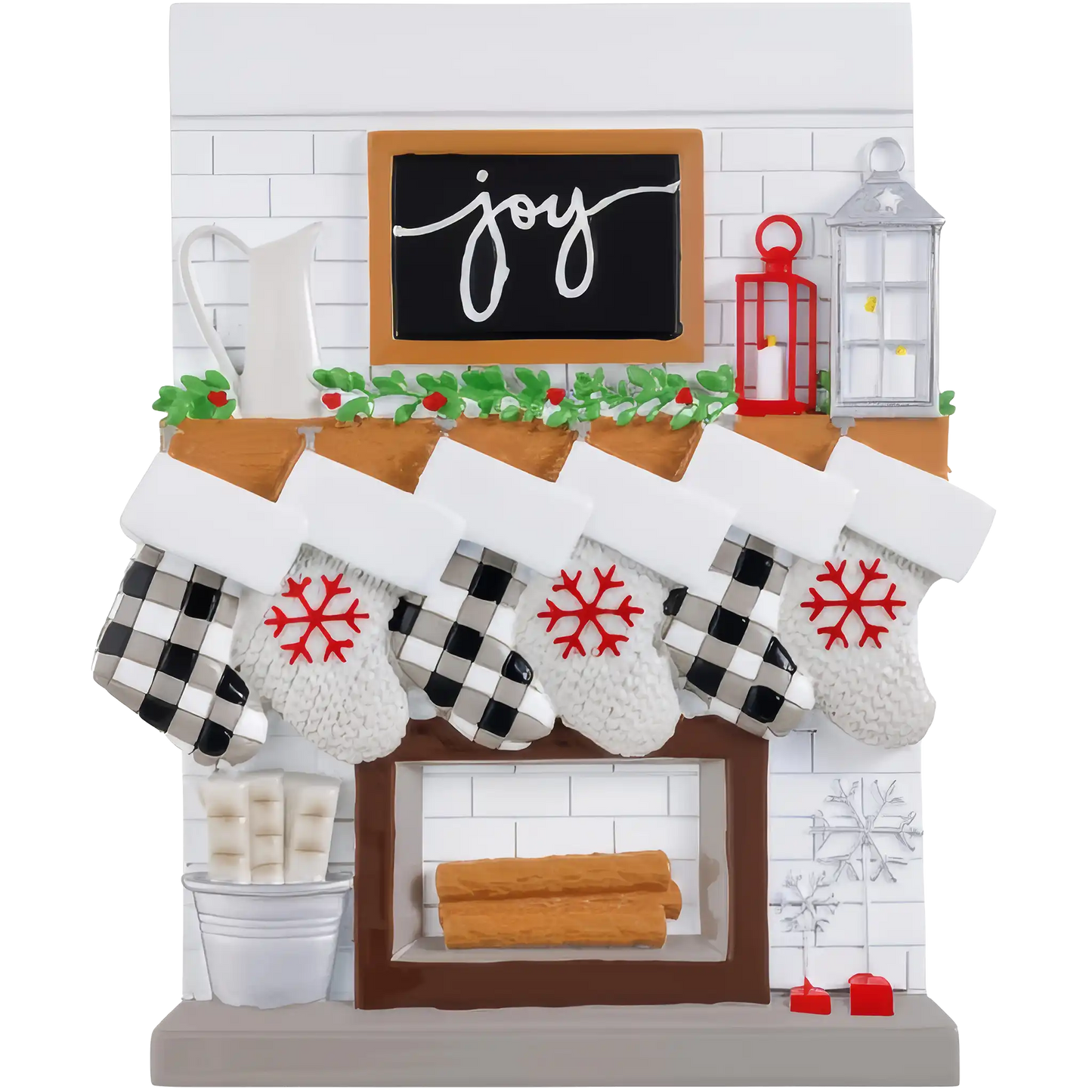 Fireplace Mantle Stocking Family of 6 Table Top