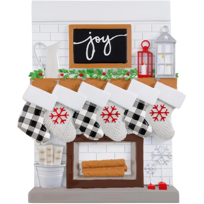 Fireplace Mantle Stocking Family of 6 Table Top