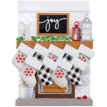 Fireplace Mantle Stocking Family of 9 Table Top