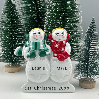 Snowman Couple Personalized Table Top Keepsake