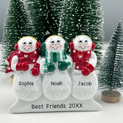 Snowman Family of 3 Table Top Personalized Keepsake