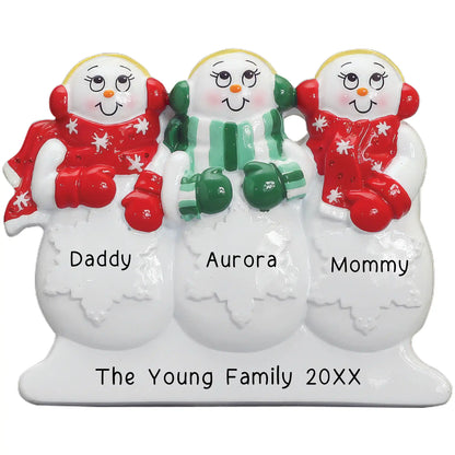 Snowman Family of 3 Table Top Personalized Keepsake