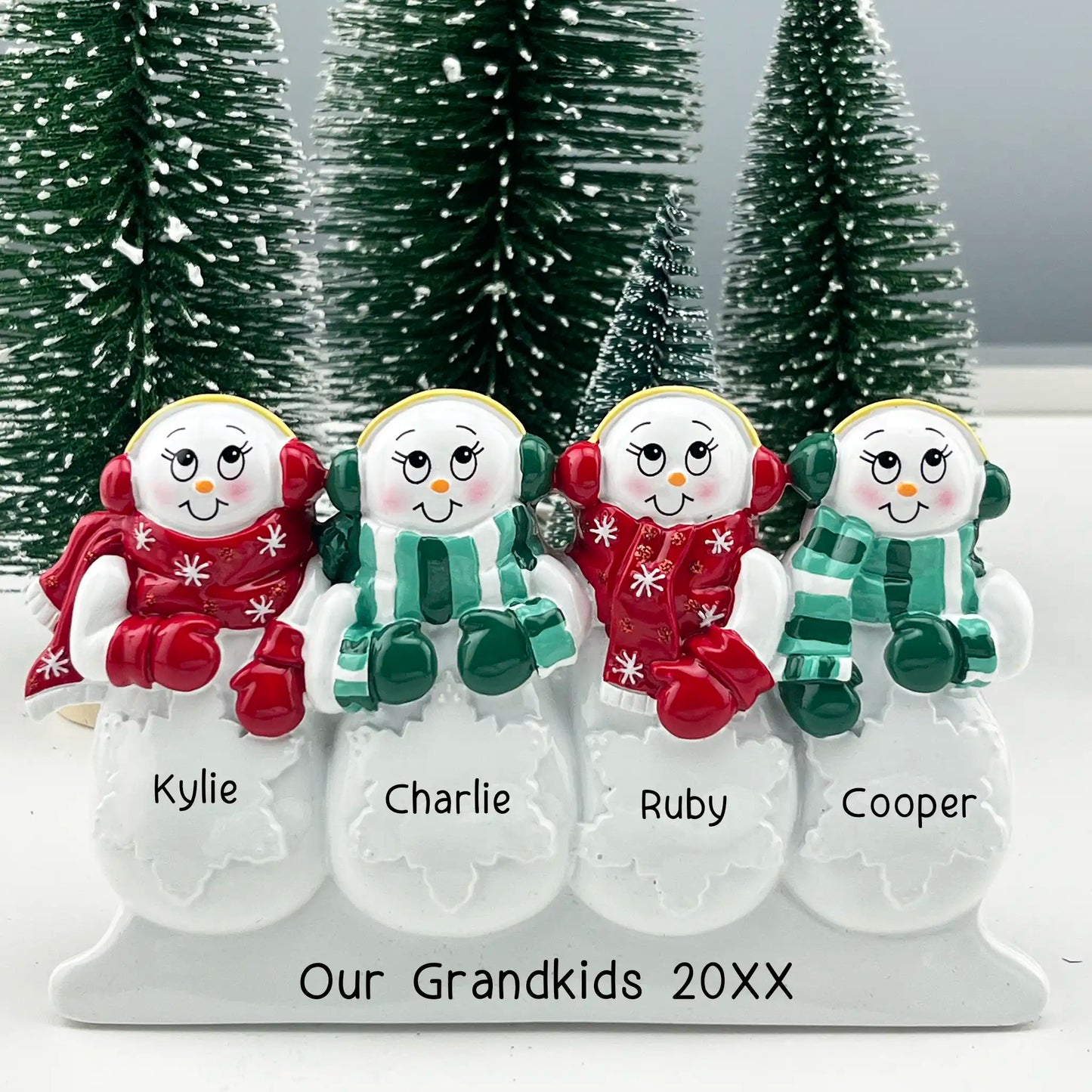 Snowman Table Top Family of 4 Personalized Ornament