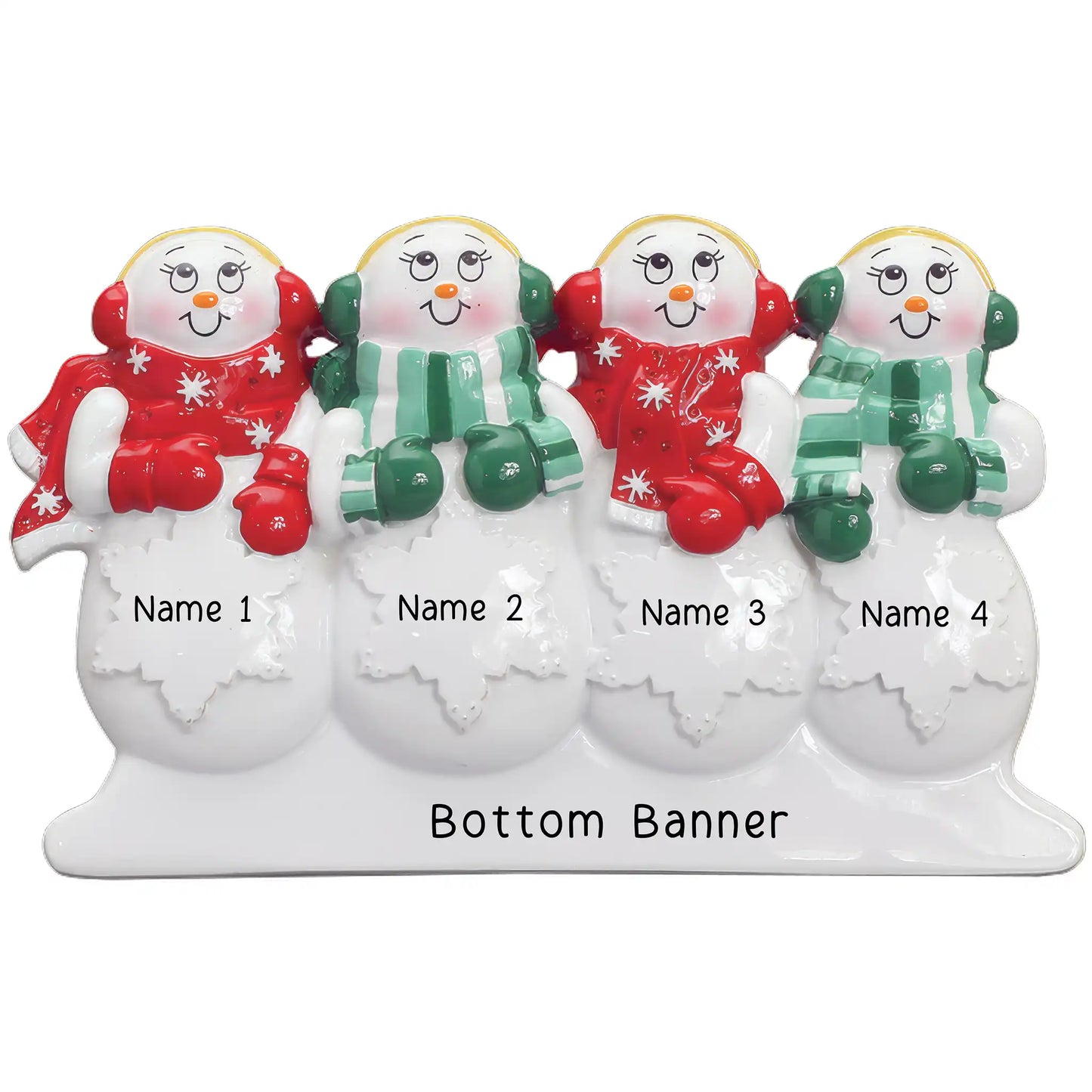 Snowman Table Top Family of 4 Personalized Ornament