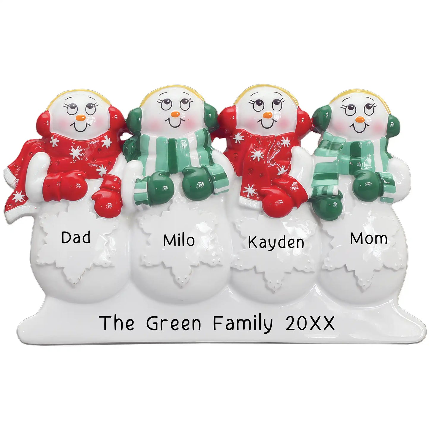 Snowman Table Top Family of 4 Personalized Ornament