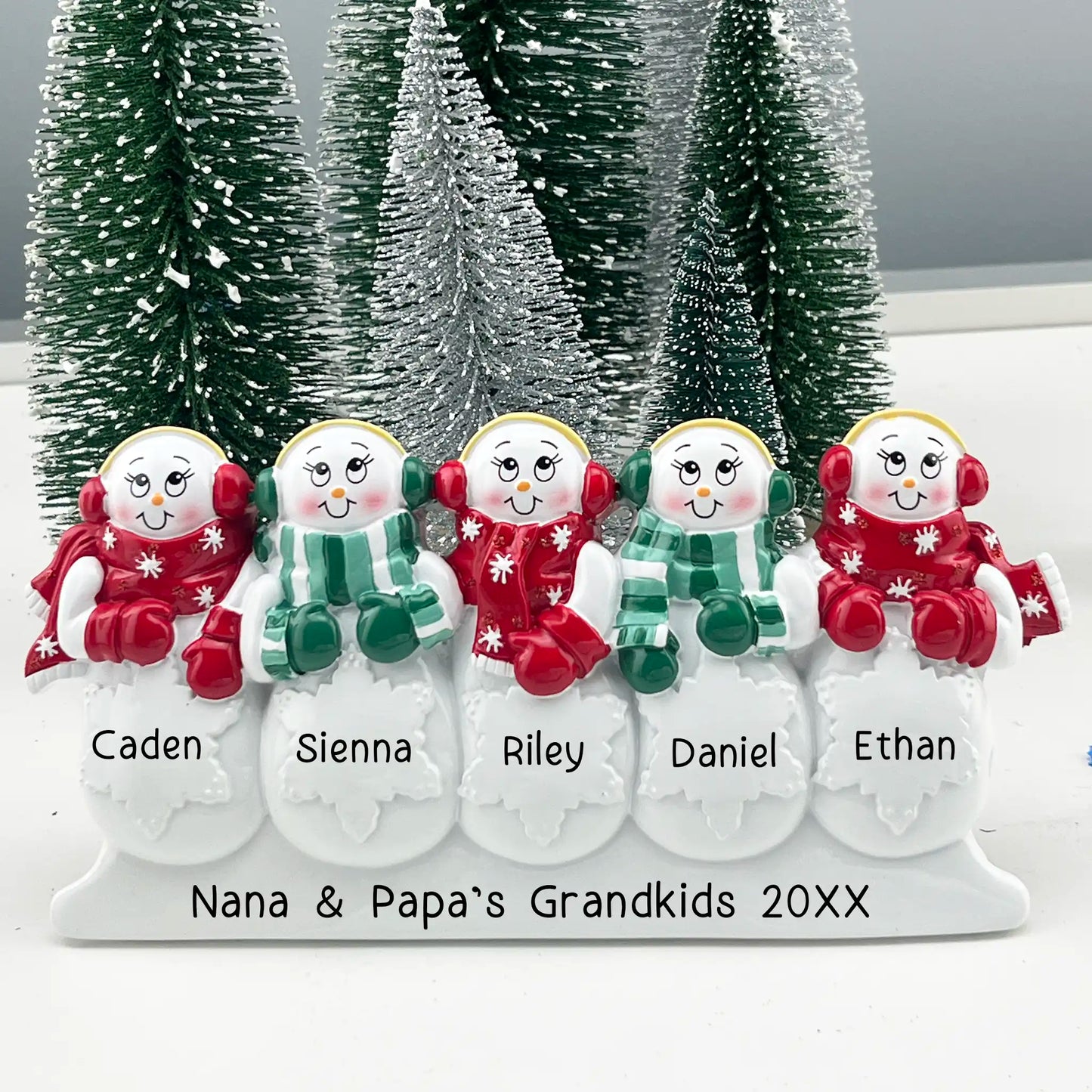 Snowman Family of 5 Table Top Personalized Keepsake