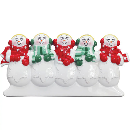 Snowman Family of 5 Table Top Personalized Keepsake