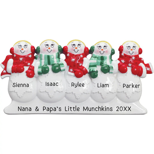 Snowman Family of 5 Table Top Personalized Keepsake