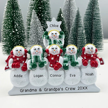 Snowman Family of 6 Personalized Table Top Keepsake