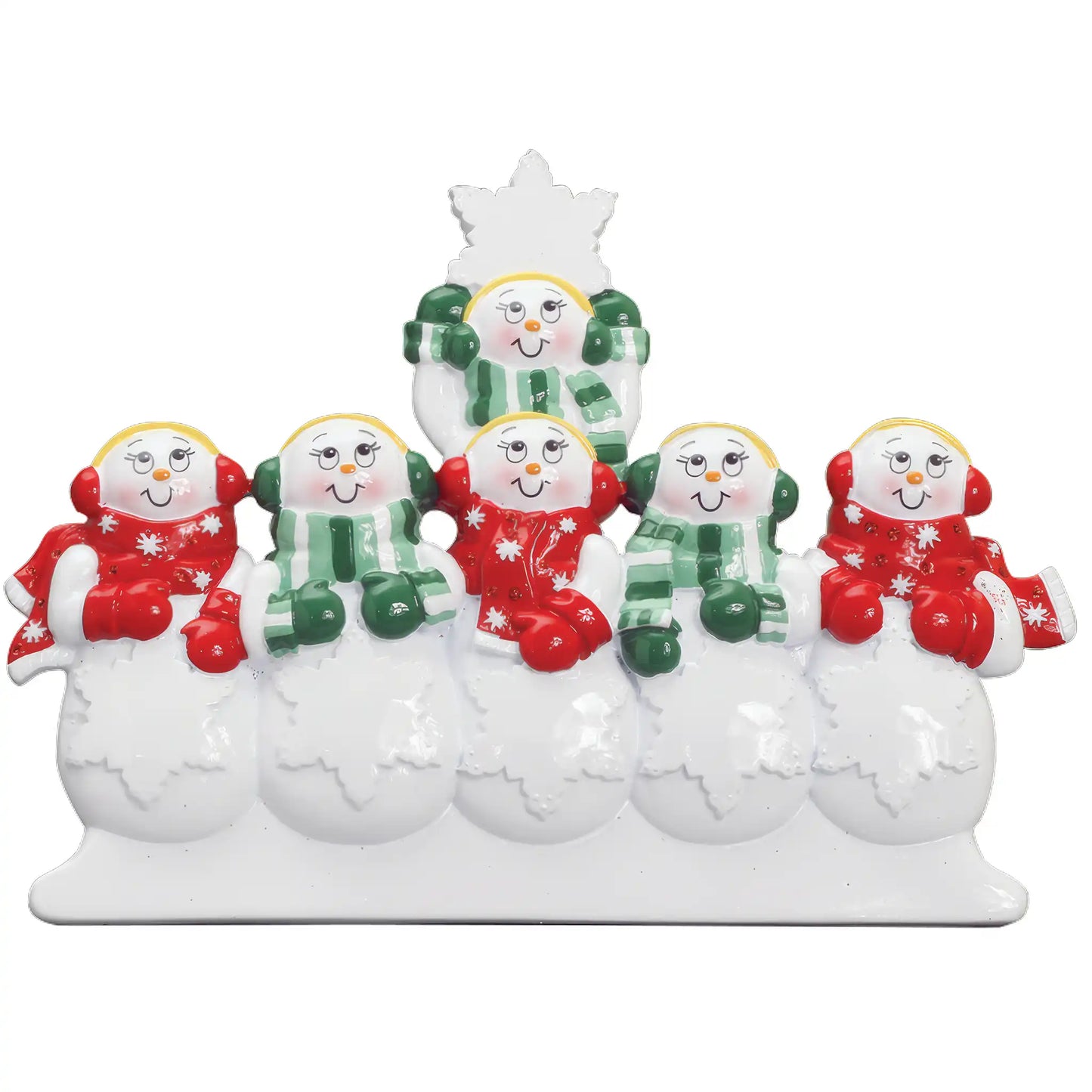 Snowman Family of 6 Personalized Table Top Keepsake