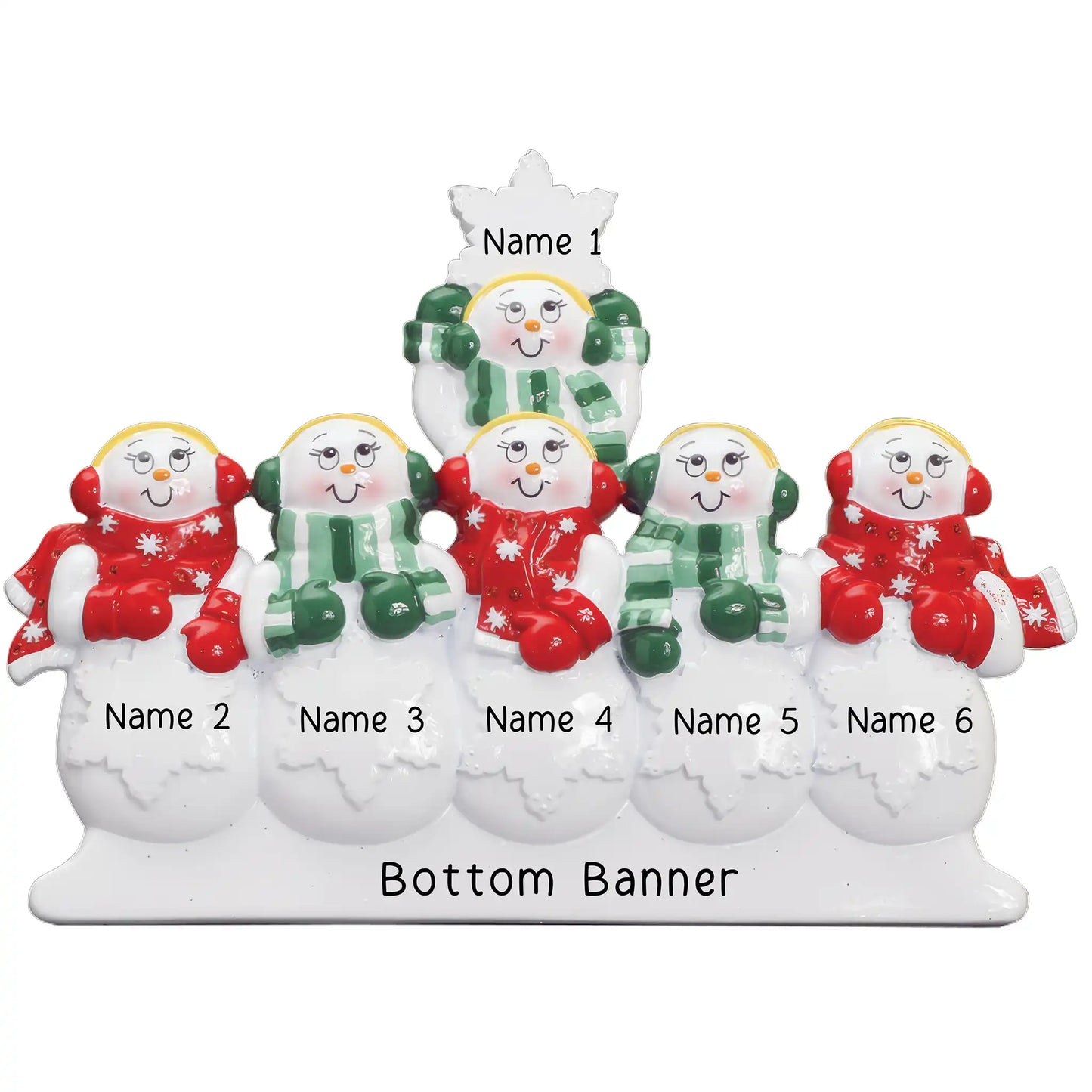 Snowman Family of 6 Personalized Table Top Keepsake