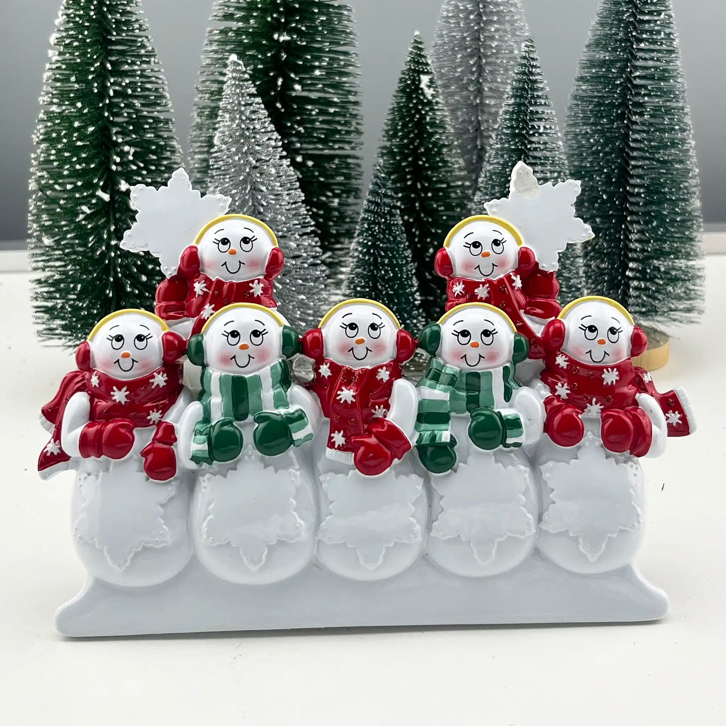 Snowman Family of 7 Personalized Table Top Decor