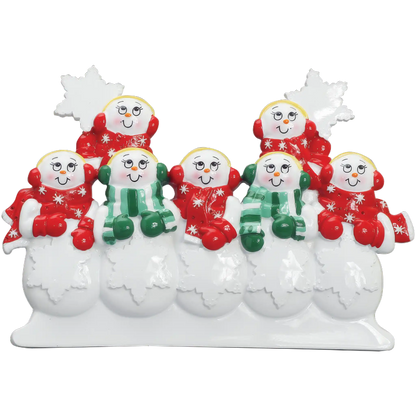 Snowman Family of 7 Personalized Table Top Decor