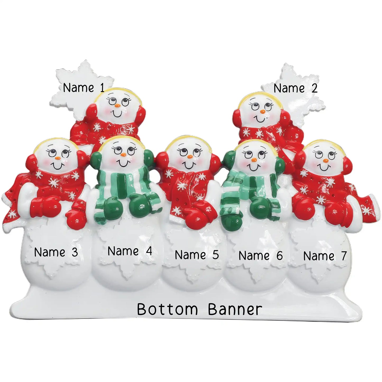 Snowman Family of 7 Personalized Table Top Decor