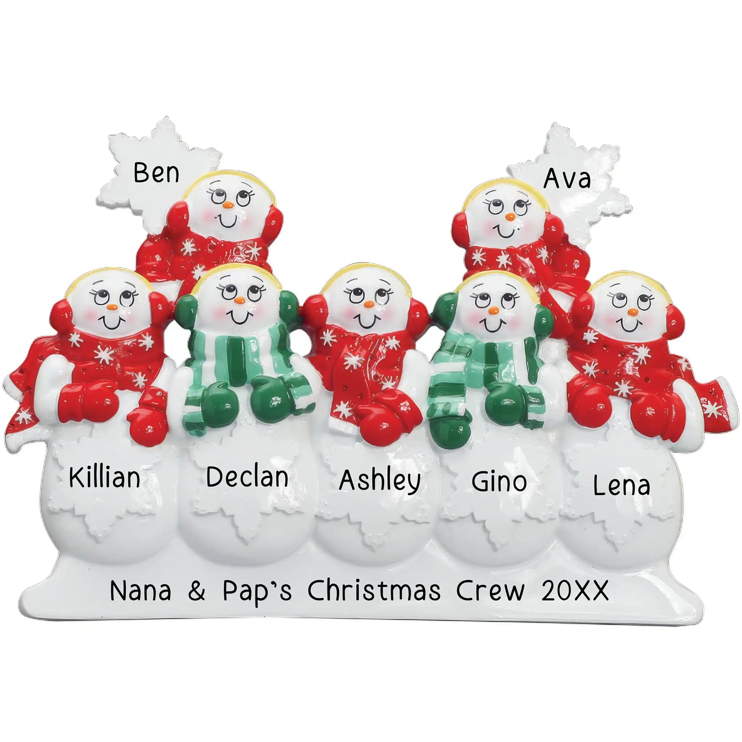 Snowman Family of 7 Personalized Table Top Decor