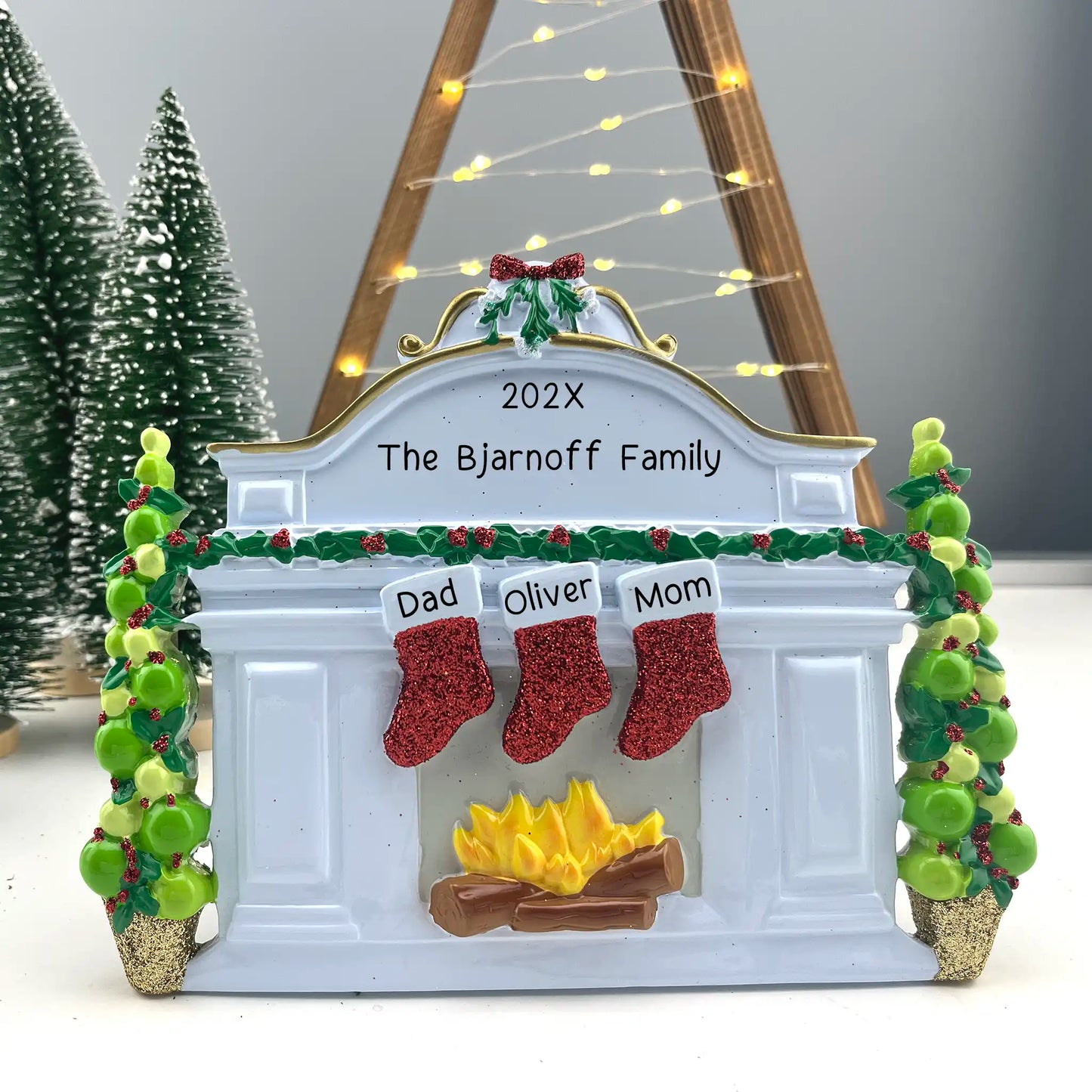 Stocking Tabletop Family of 3 Personalized Christmas Decoration