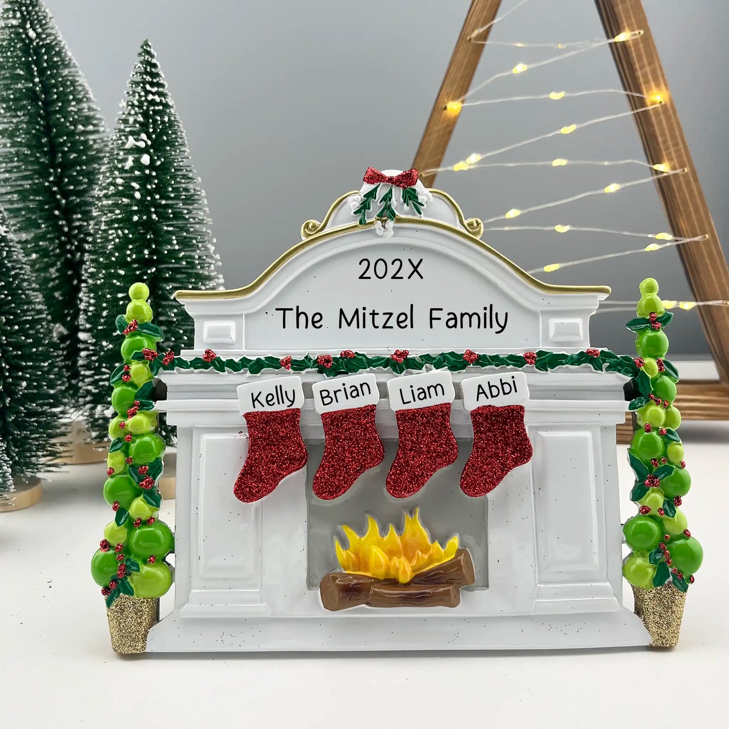 Stocking Tabletop Family of 4 Personalized Christmas Decoration