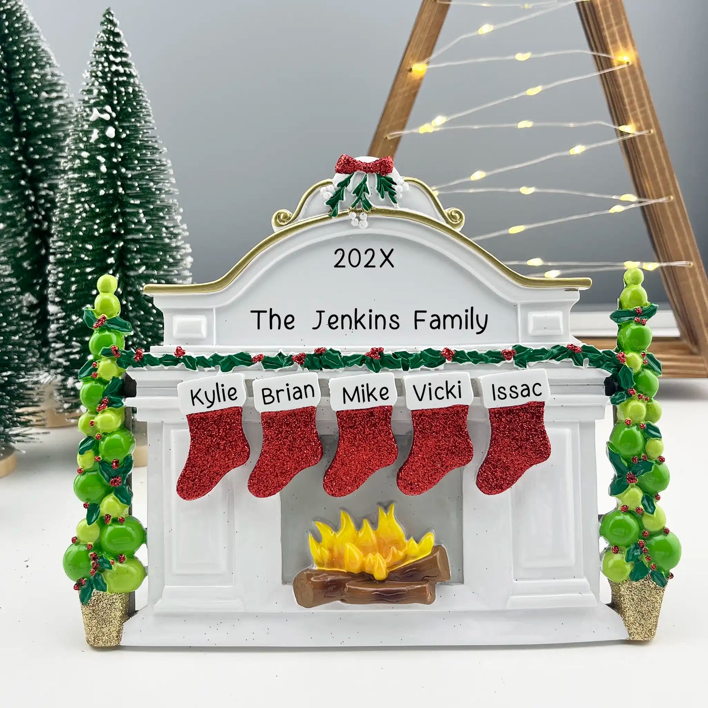 Decoración navideña para la familia de 5 personas con repisa para mesa