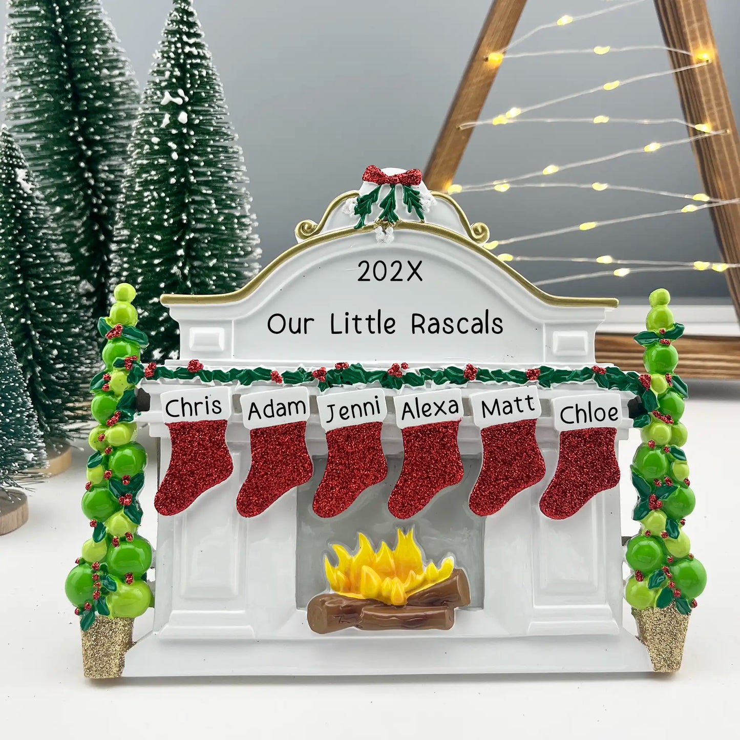 Stocking Tabletop Family of 6 Personalized Christmas Decoration