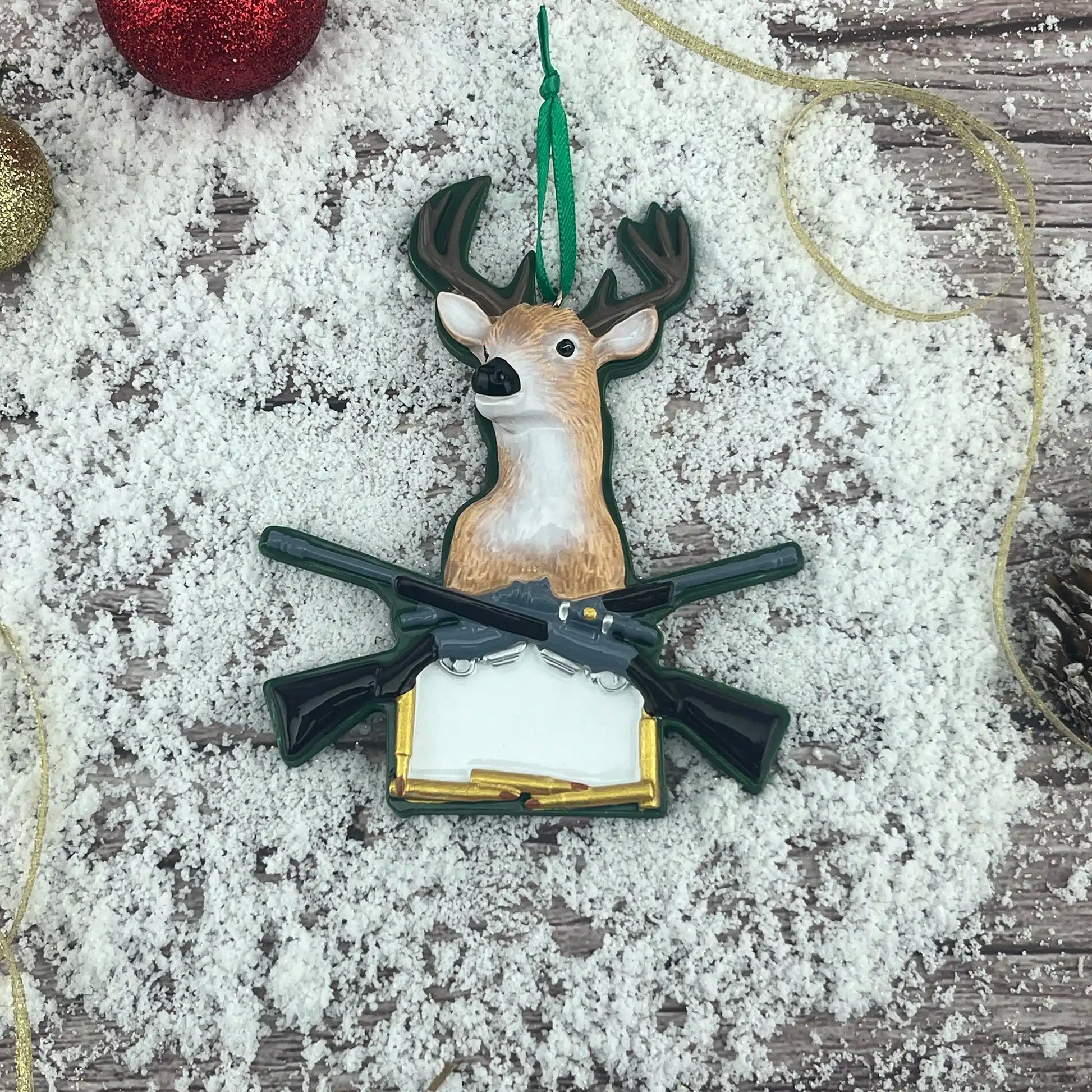 buck with fishing pole ornaments Personalized Deer Hunting Christmas Ornament