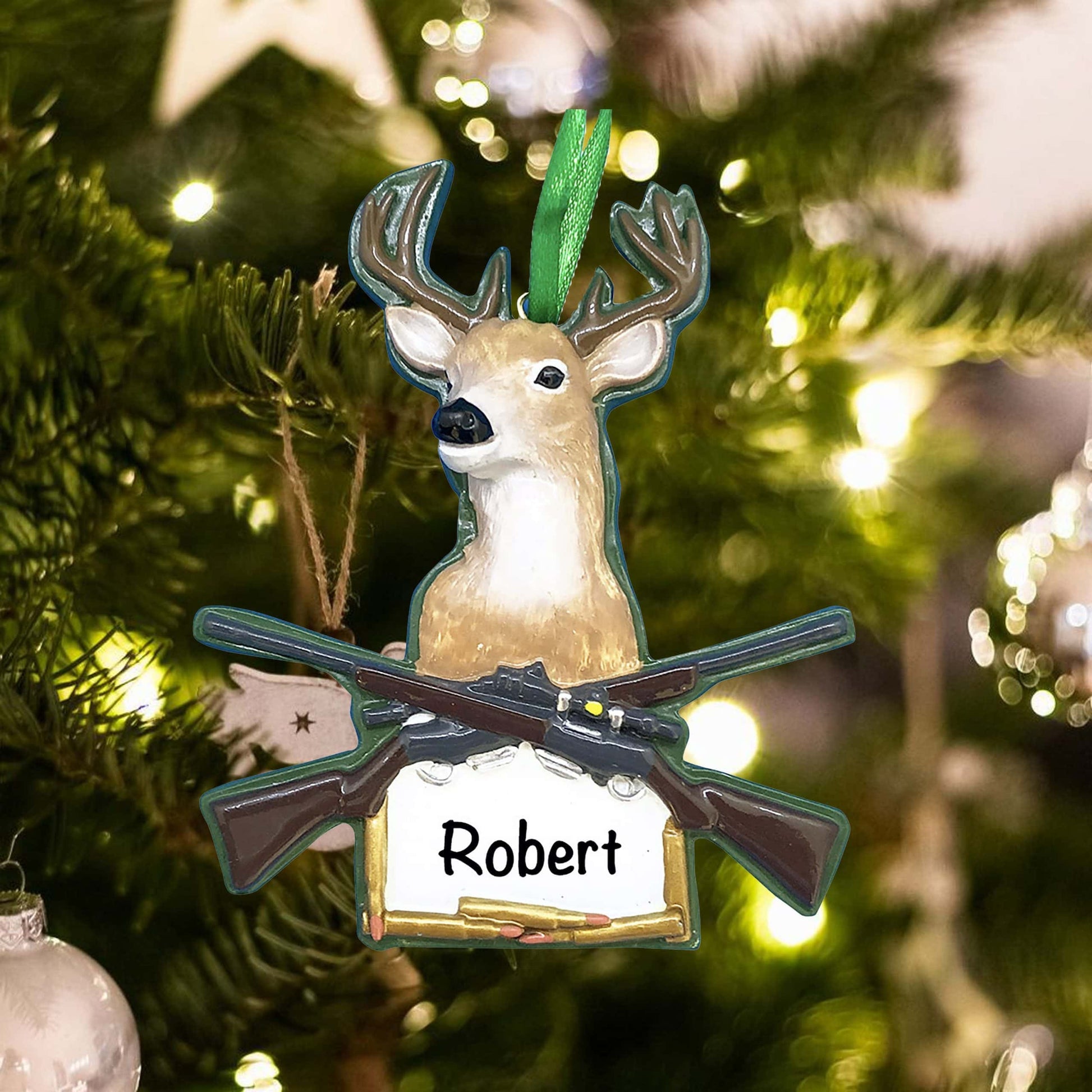 W8202 Personalized Deer Hunting Christmas Ornament