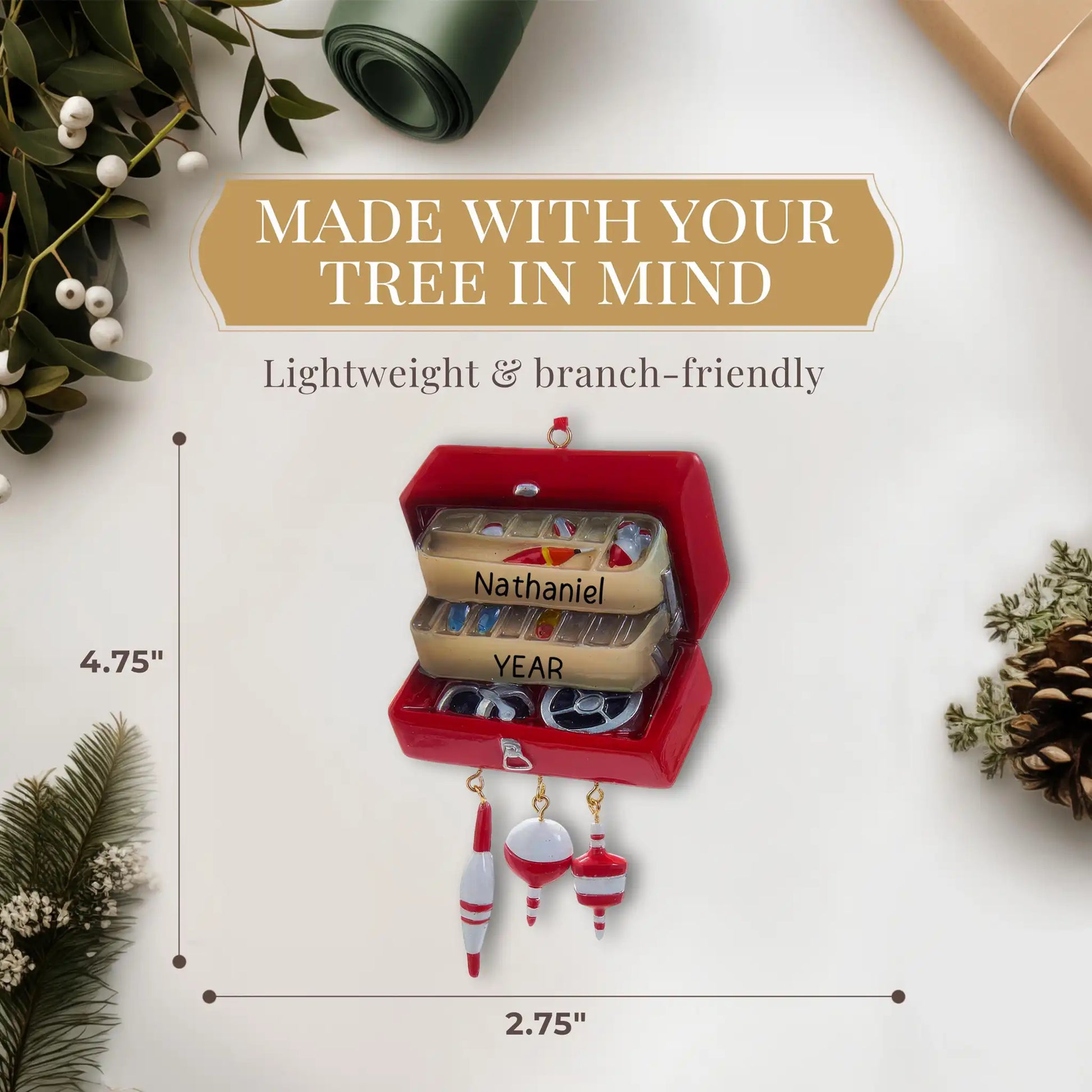 decoration fishing tackel boxes for wreaths Personalized Fishing Tackle Box Ornament