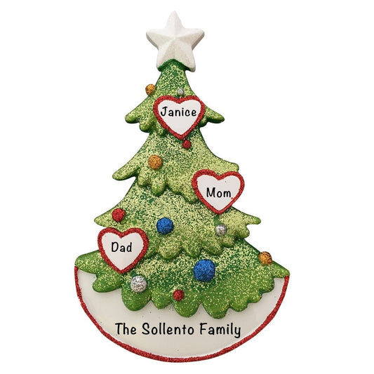 W8356 Christmas Tree Family of 3 Personalized Christmas Ornament