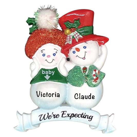 W8372 We're Expecting Couple Personalized Christmas Ornament