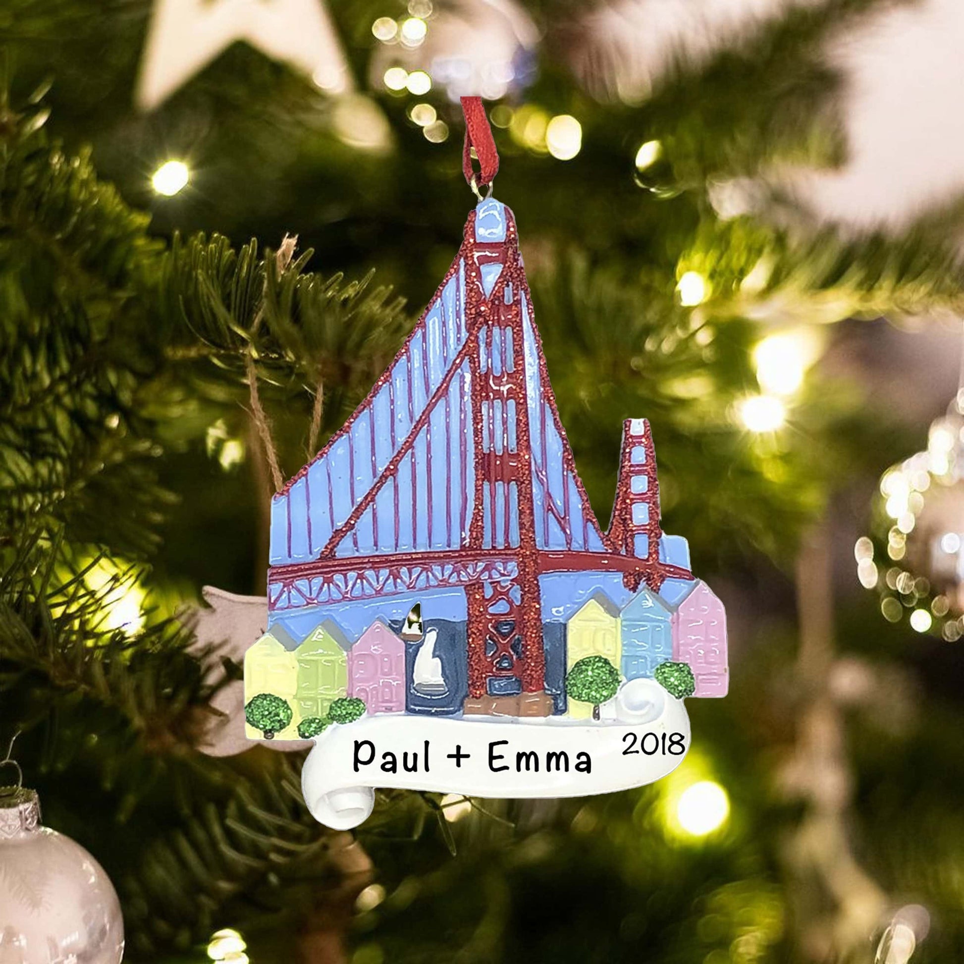 W8442 Personalized San Francisco Golden Gate Bridge Christmas Ornament