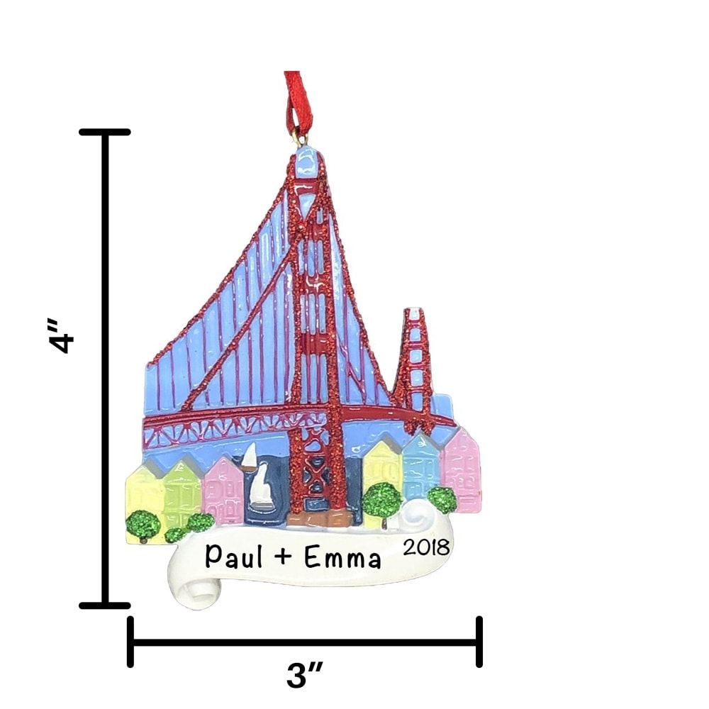 W8442 San Francisco Golden Gate Bridge Personalized Christmas Ornament