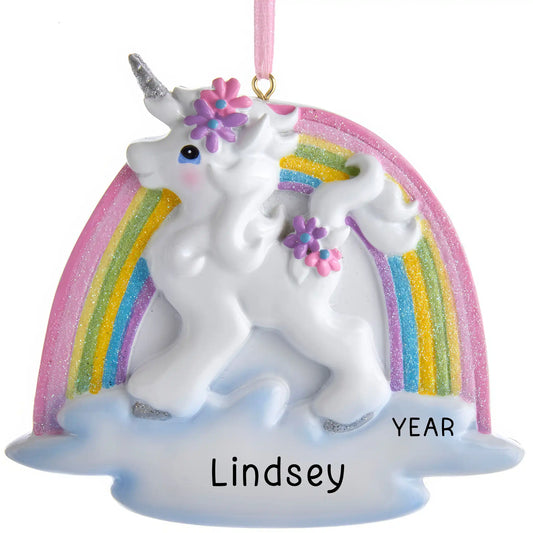 Unicorn Rainbow Christmas Ornament