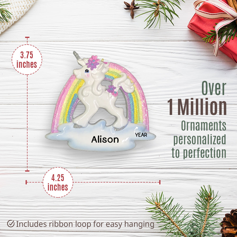 Unicorn Rainbow Christmas Ornament