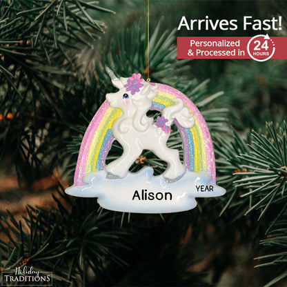 Unicorn Rainbow Christmas Ornament