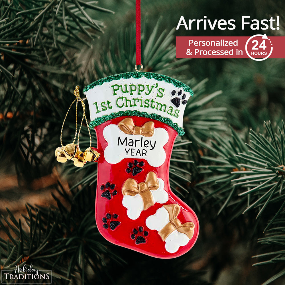 Puppy's 1st Christmas Stocking Christmas Ornament