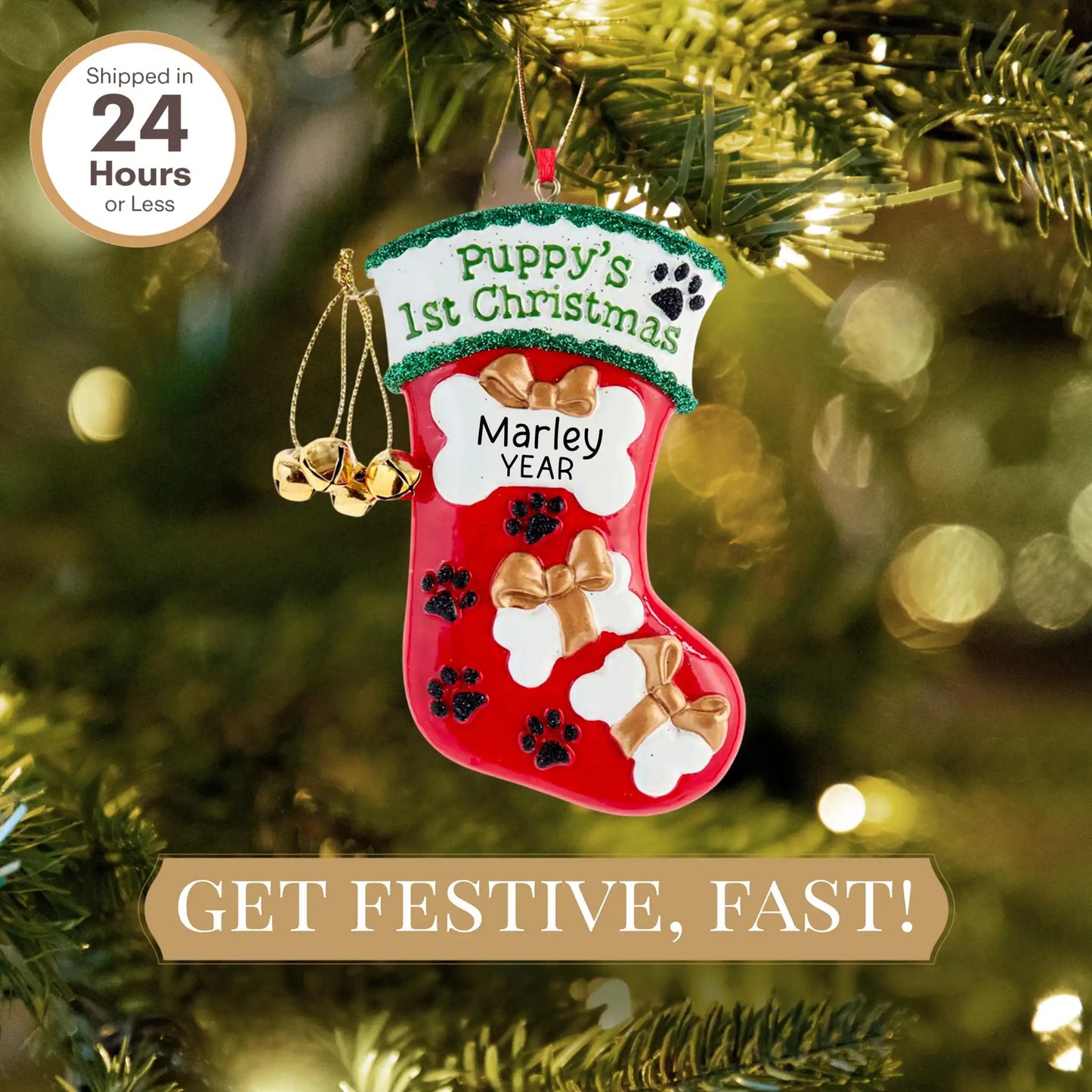 Puppy's 1st Christmas Stocking Christmas Ornament