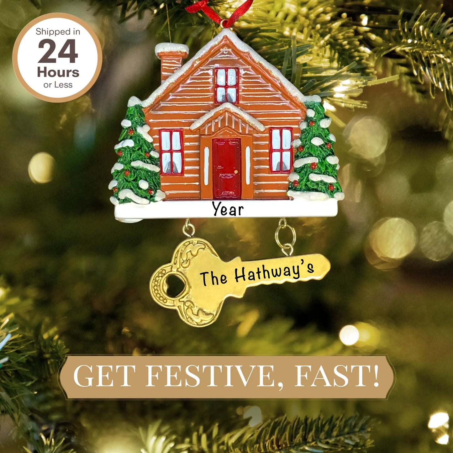 New Home Personalized Ornament - Key