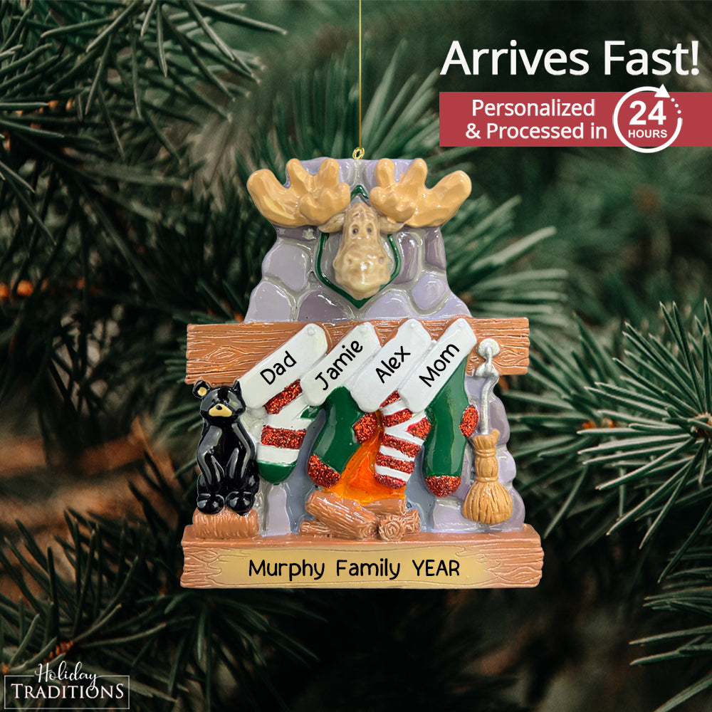 Moose Family of 4 Christmas Ornament