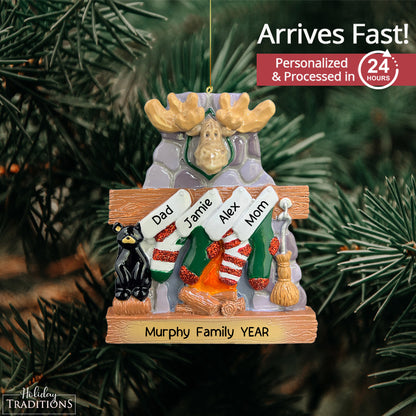 Moose Family of 4 Christmas Ornament