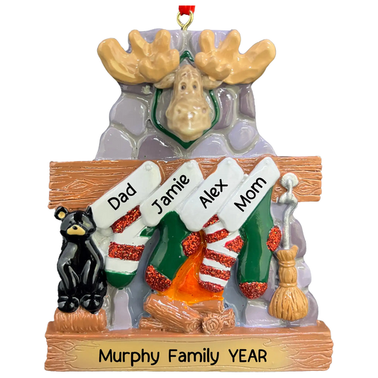 Moose Family of 4 Christmas Ornament