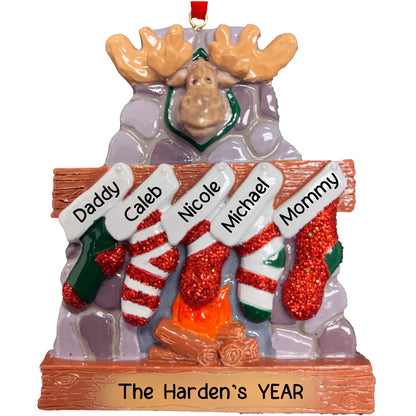 Moose Family of 5 Christmas Ornament