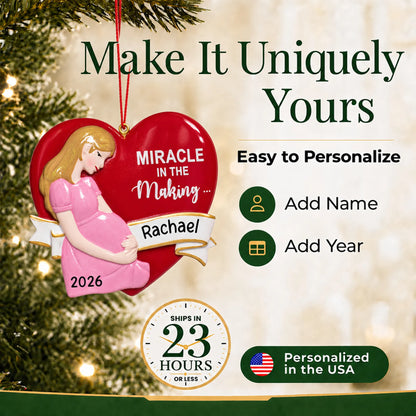 Make it yours: personalize the Expecting Mom christmas ornament
